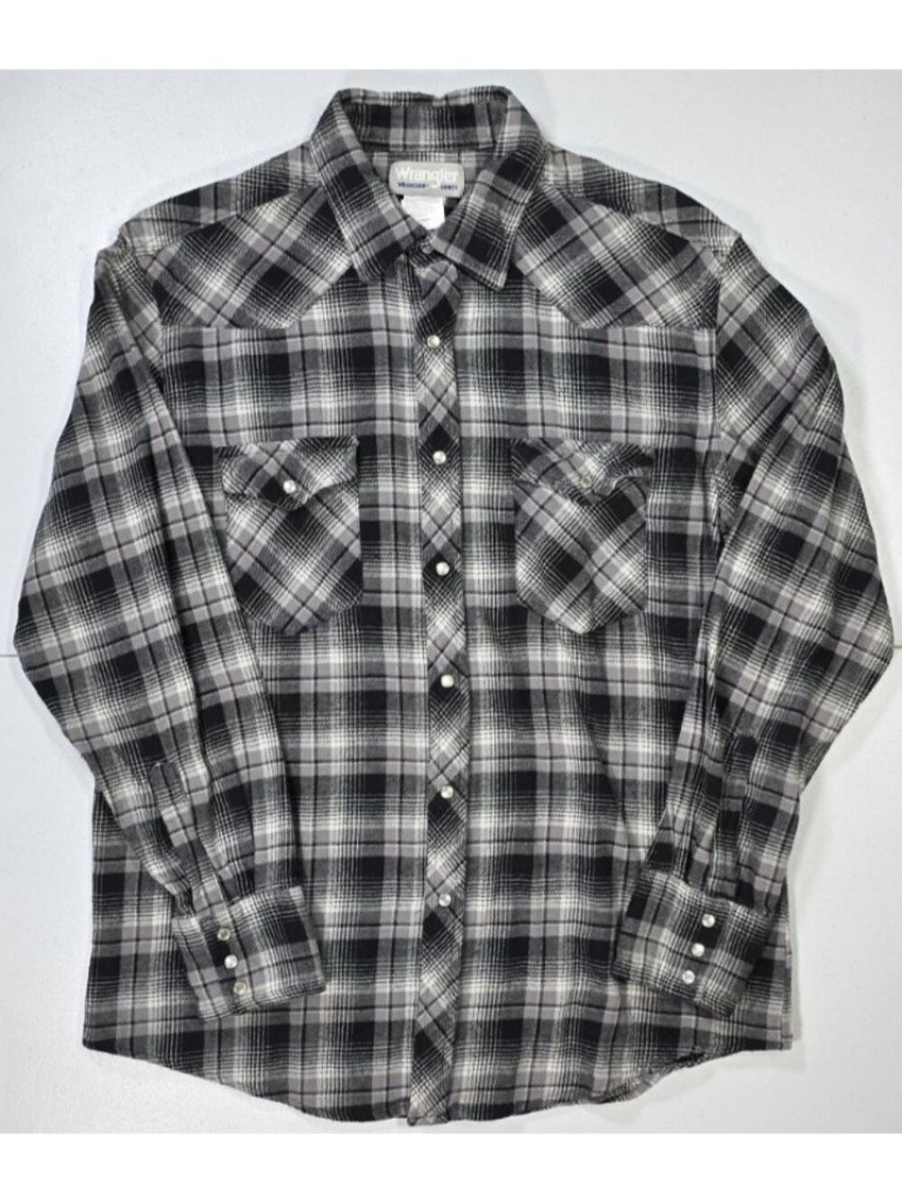 Wrangler Wrancher Pearl Snap Long Sleeve Flannel Shirt Outdoor Chore Women's L